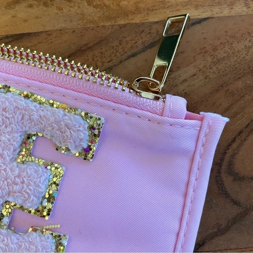 Bridal Wedding Clear Travel Carry Pouch with Fuzzy Patches - Bag ONLY